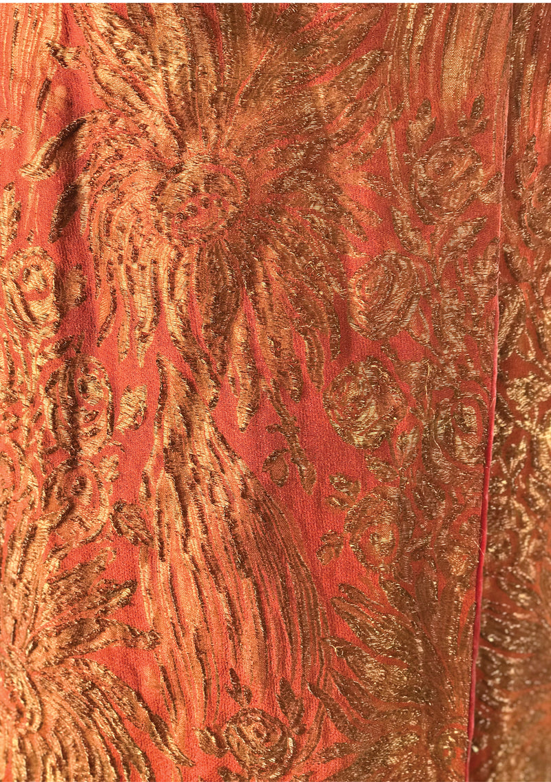 Vintage 1920s Tangerine Silk Velvet & Lame Cape - New!