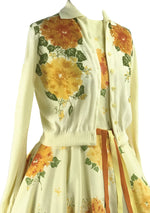 Rare 1950s Yellow Floral Jerry Gilden Dress Ensemble - New!