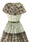 1950s Green and Chocolate Roses Border Print Dress - New!