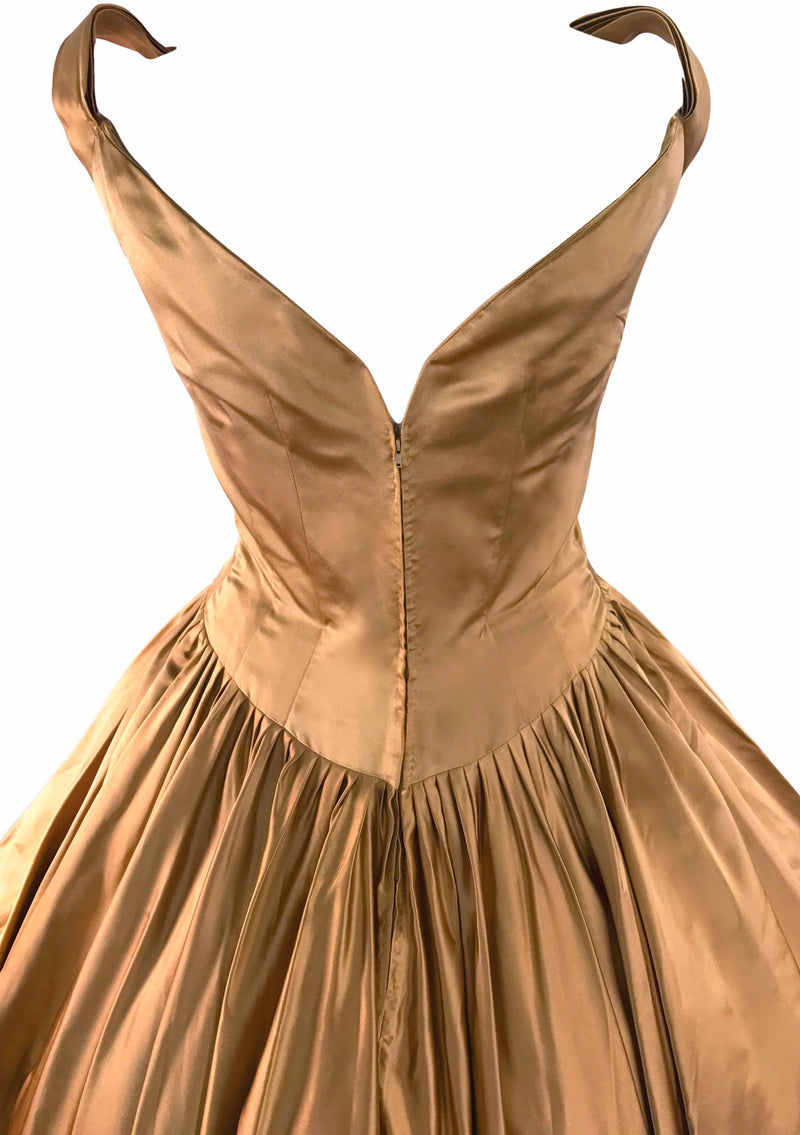 Vintage 1950s Liquid Rose Gold Silk Satin Party Dress - New!
