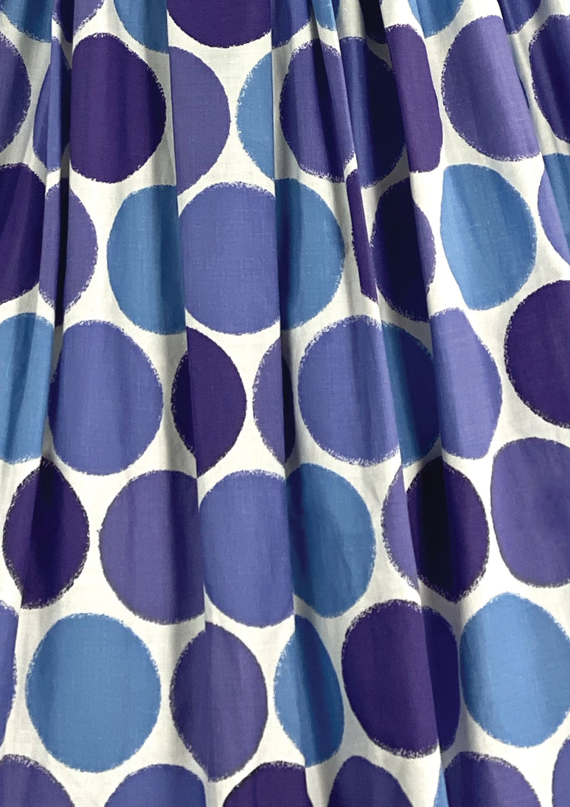 Vintage 1950s Purple and Blue Circle Novelty Print Dress- New!
