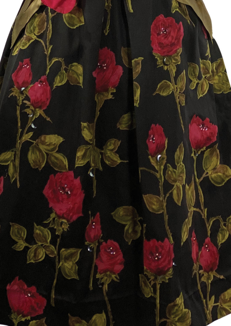 Vintage 1950s Designer Raoul Couture Red Roses Dress- New!