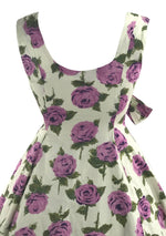 Vintage 1950s Purple Roses Cotton Dress - New!
