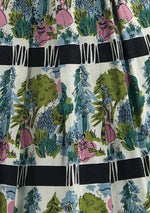 Vintage 1950s Bucolic Novelty Print Cotton Dress- New!