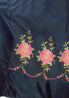 Vintage 1920s Black Velvet Coat with Pink Floral Embroidery  - New!