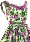 Original 1950s Lilac Roses Cotton Dress - New!