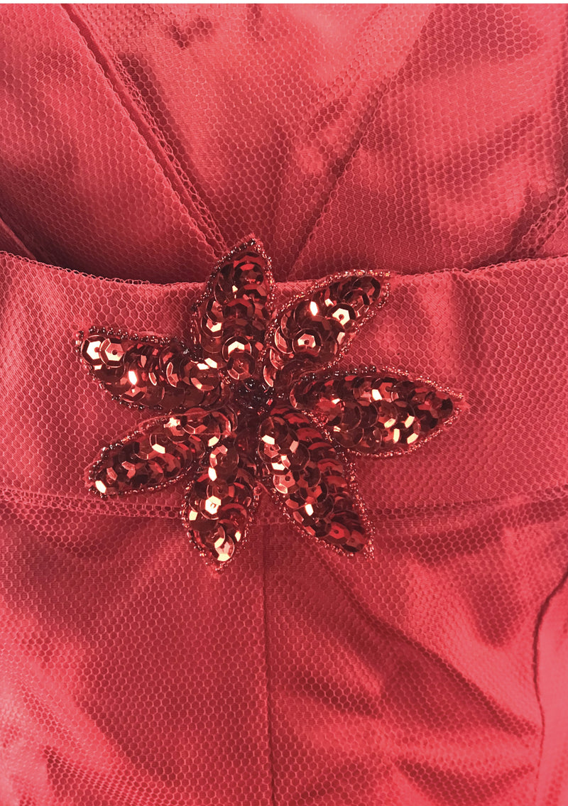 Vintage 1950s Red Tulle Cocktail Dress - New!