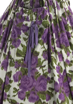 Lovely 1950s Purple Roses Cotton Dress- New!