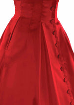 1950s Designer Red Silk Satin New Look Cocktail Dress New! ON HOLD