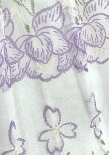 1950s Lilac & Green Embroidered Chiffon Party Dress - New!