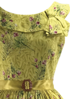 1950s Pink Rosebuds on Golden Yellow Cotton Dress- New! (ON HOLD)