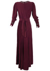 Stylish 1940s Burgundy Crepe Gown with Rhinestones and Beads- New!