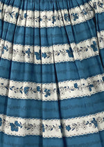 Stunning 1950s Horrockses Blue and White Floral Stripes Dress- New!