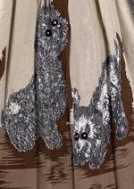 1950s Poodle Print Oatmeal Cotton Novelty Dress- New!