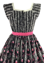 Vintage 1950s Pink Peacock Print Cotton Dress- New! (ON HOLD)