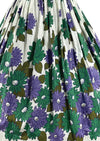 Early 1960s Purple and Green Floral Border Print Sundress  New!