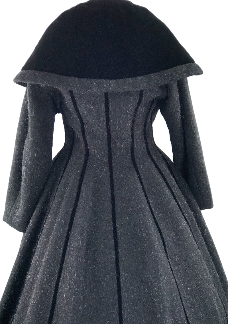 1950s Couture Lilli Ann Black Wool Princess Coat- New!