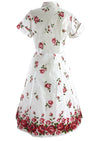 Sensational 1950s Red Roses Cotton Dress- New!