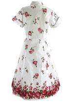 Sensational 1950s Red Roses Cotton Dress- New!