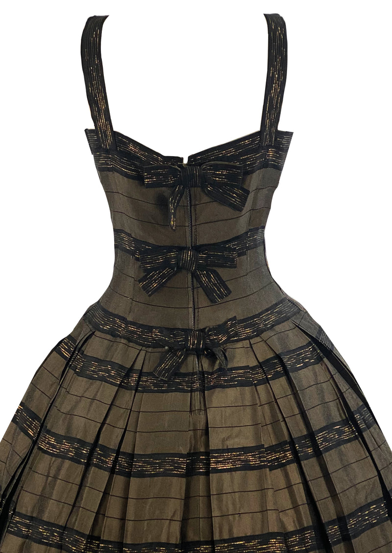 Vintage 1950s French Bronze and Black Cocktail Dress- NEW! Coutura Vintage Vintage 1950s French Bronze and Black Cocktail Dress- NEW! Coutura Vintage