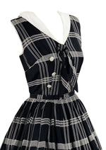 Late 1950s Early 1960s Black & White Plaid Dress- New!