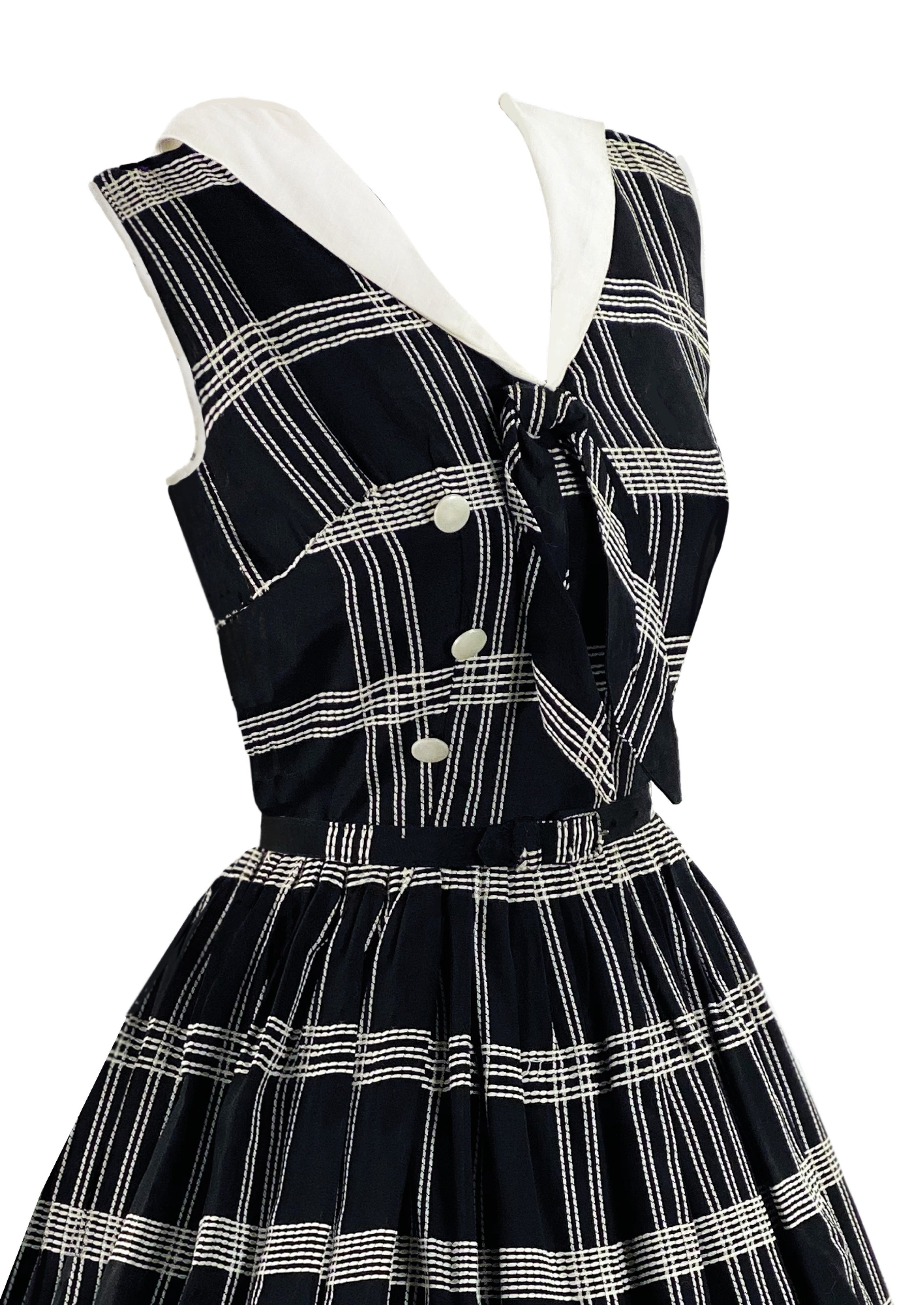 Late 1950s Early 1960s Black & White Plaid Dress- New! Coutura Vintage Late 1950s Early 1960s Black & White Plaid Dress- New! Coutura Vintage