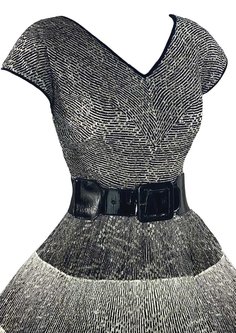 Late 1950s Black and White Cotton Lace Dress- NEW!