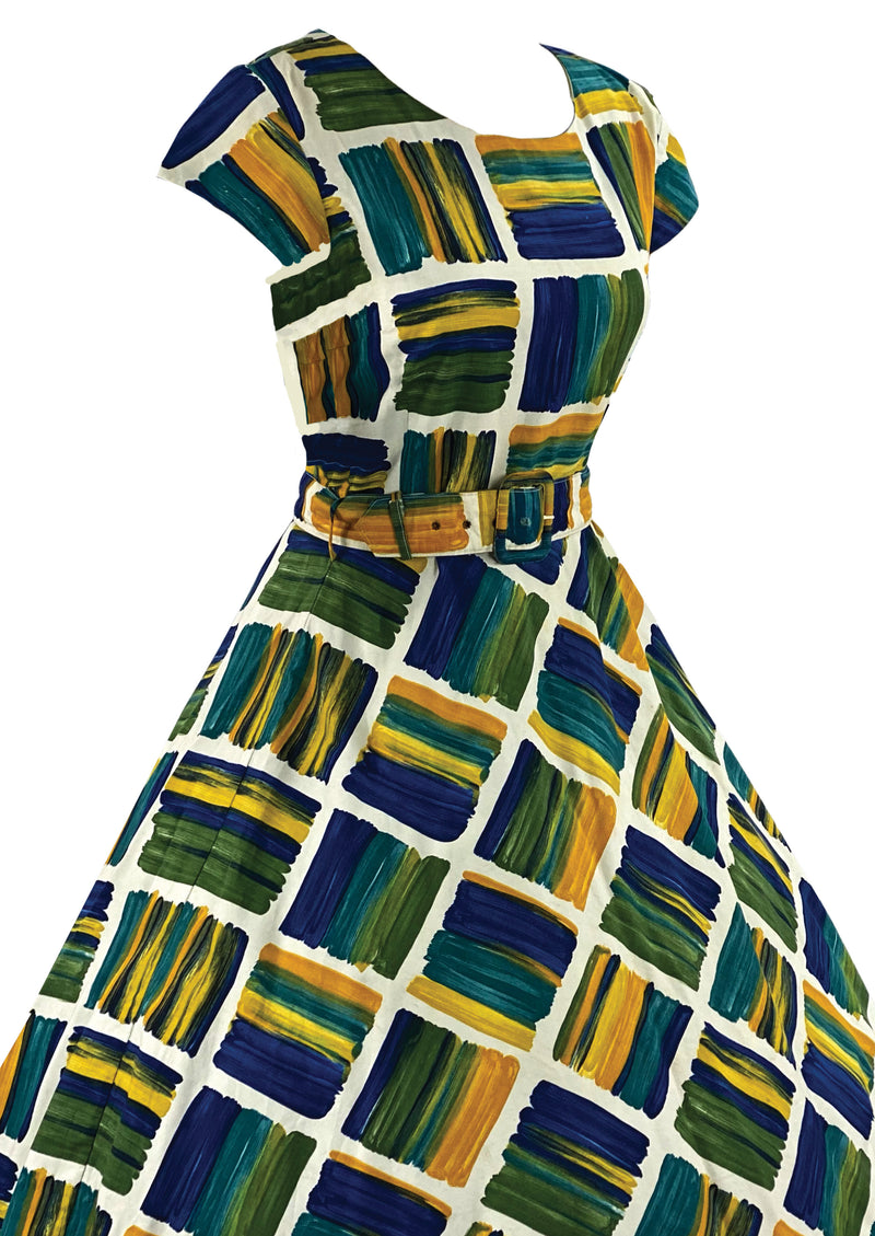 Late 1950s Early 1960s Paint Splatters Cotton Dress  - NEW!