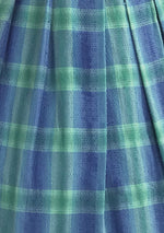 Late 1950s Blue & Green Plaid Cotton Sundress- New!