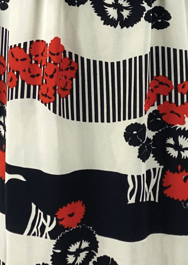 Vintage 1970s Red, White and Black Maxi Dress - NEW!