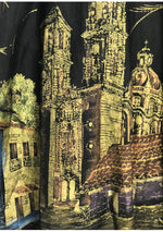 1950s Hand Painted Cityscape Mexican Skirt - New!
