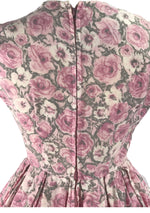 Original 1950s Delicate Pink Roses Cotton Dress - New!