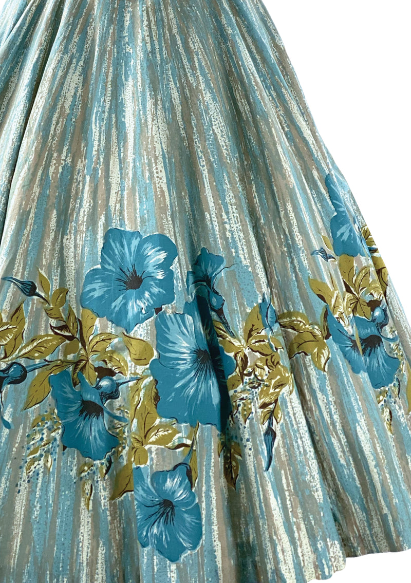 1950s Morning Glories Applique Cotton Dress  - New!