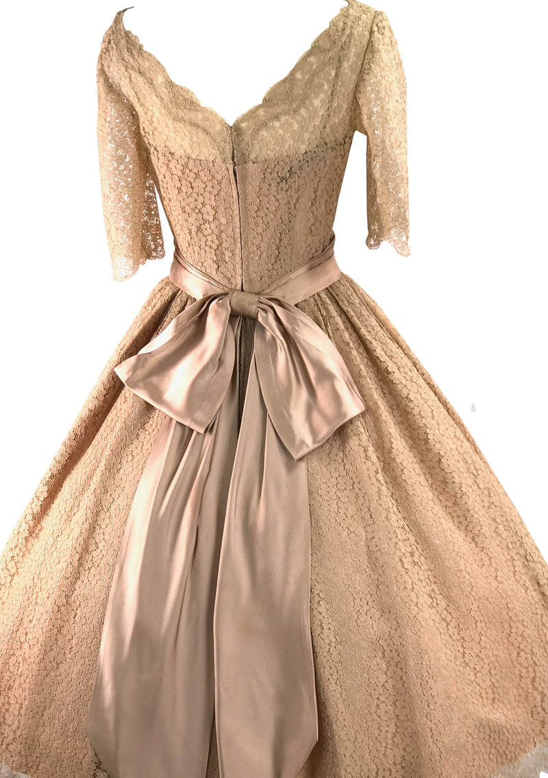 1950s Carlye Designer Mushroom Pink Lace Party Dress - New!