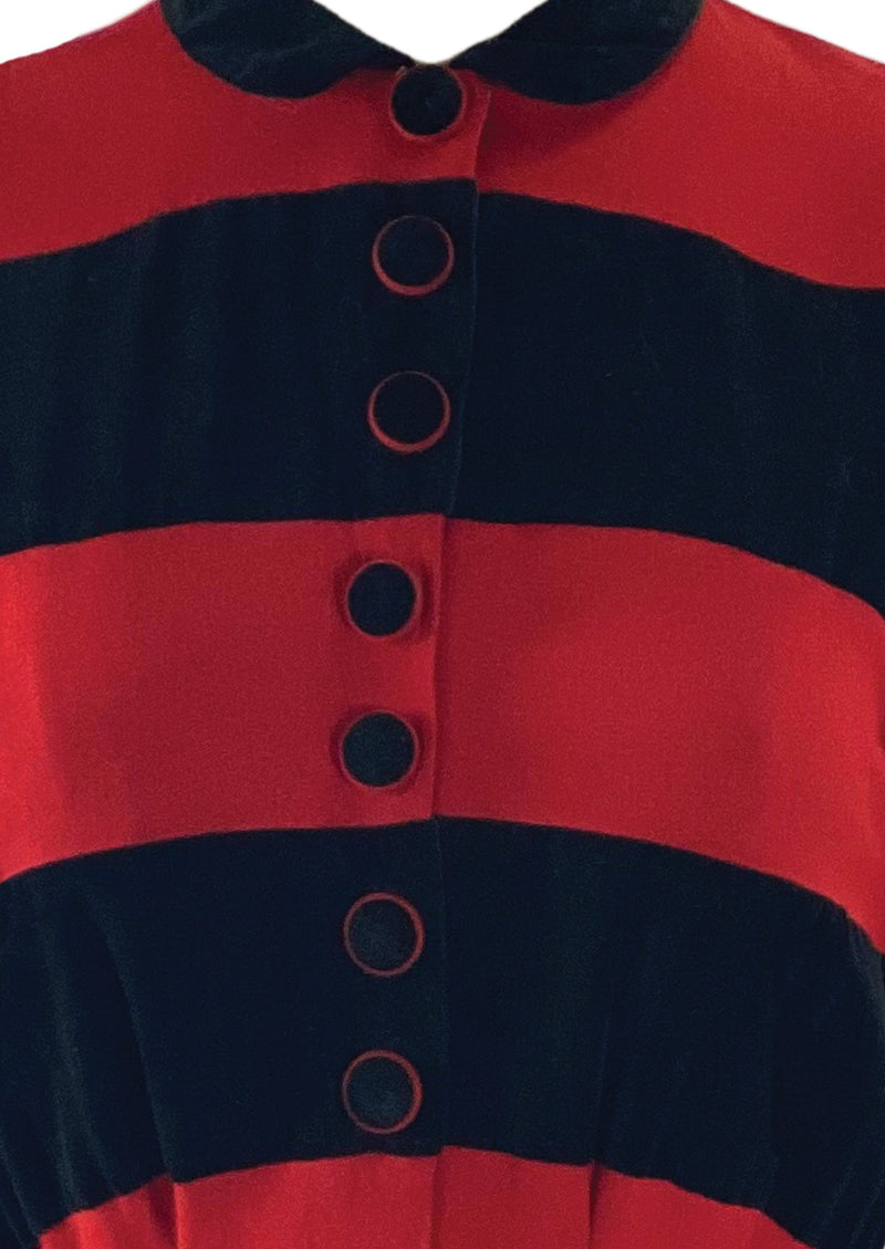 Striking Late 1930s Early 1940s Red & Black Dress- New!