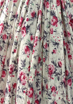 Vintage Late 1950s British Cotton Designer Dress with Pink Roses - New!