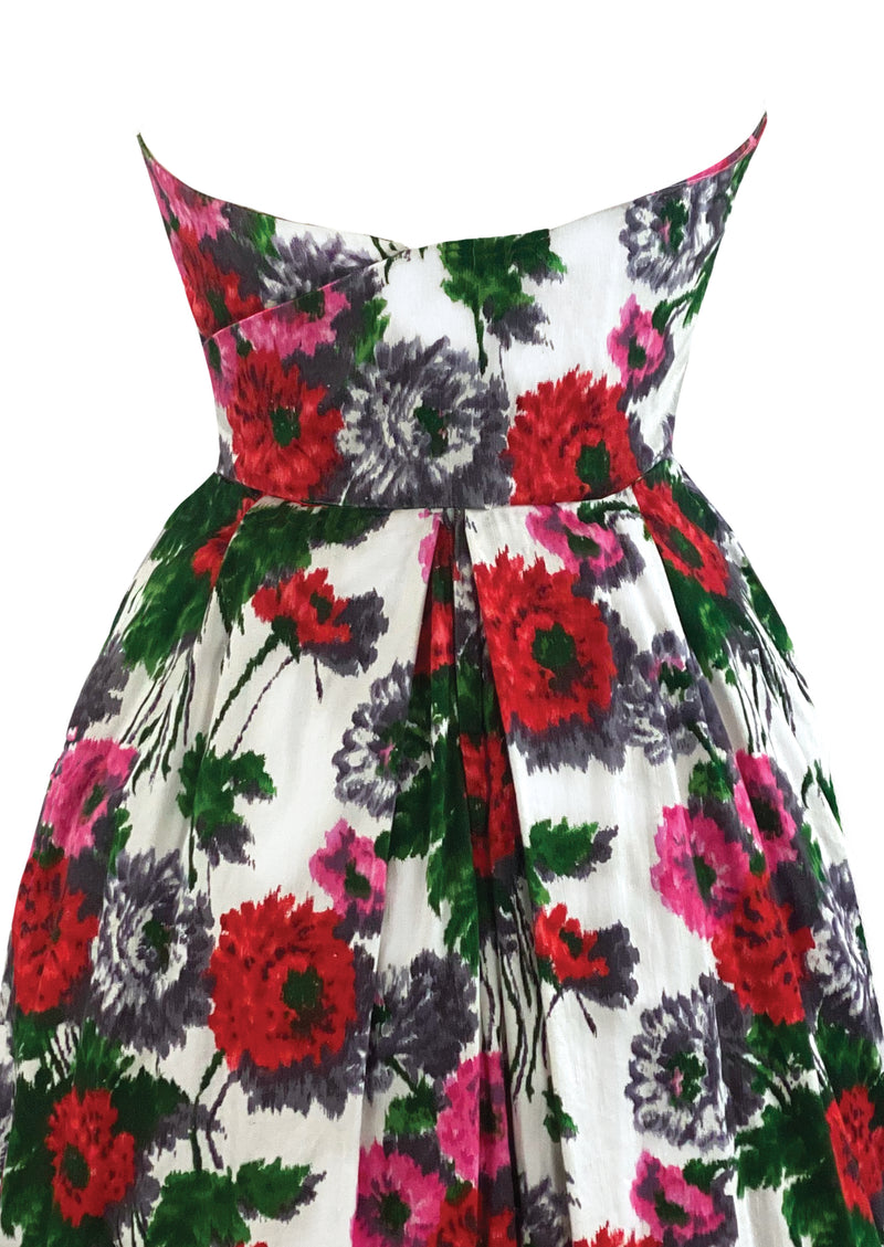 Later 1950s to Early 1960s Zinnia Floral Cotton Dress - NEW!