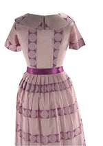 Vintage 1950s Pink & Lilac Embroidered Cotton Dress- New!