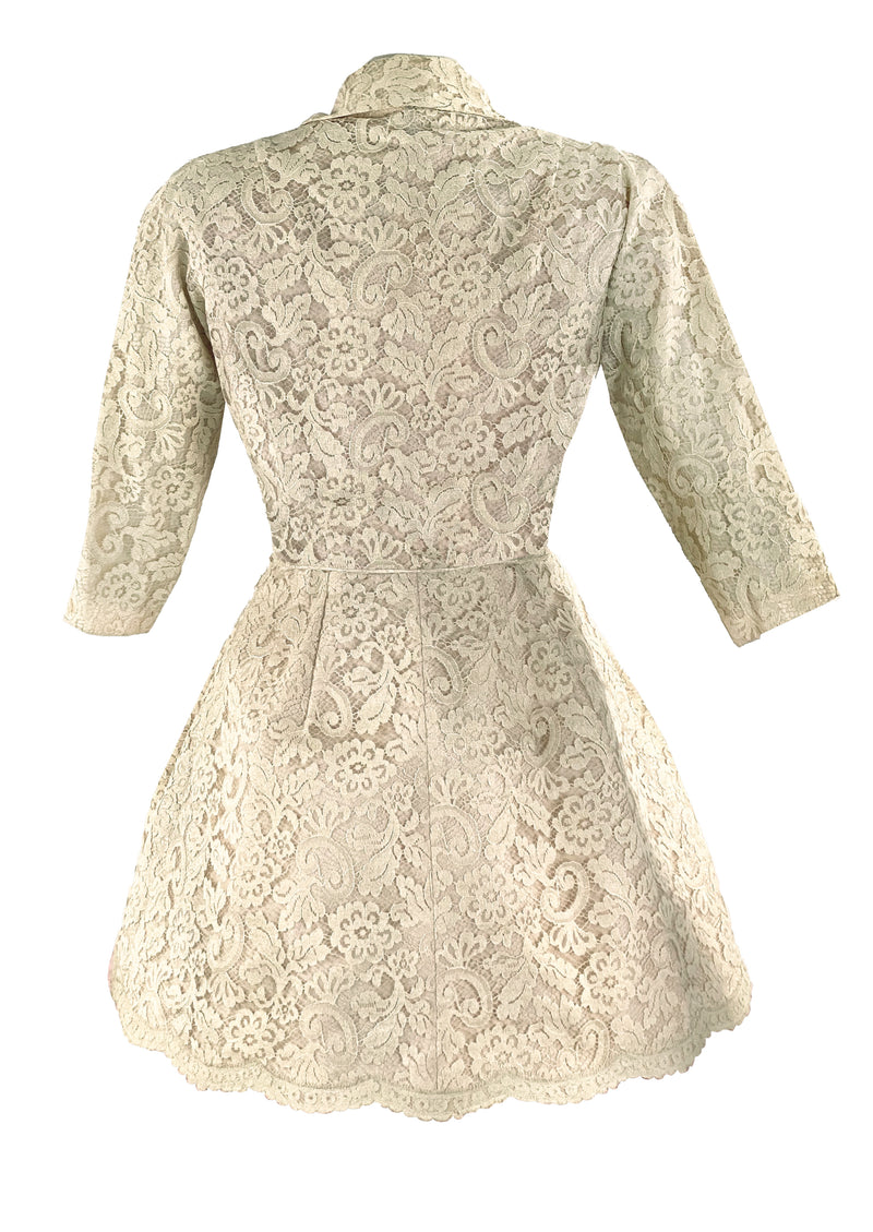 Stunning Vintage 1950s Cream Lace Peplum Jacket