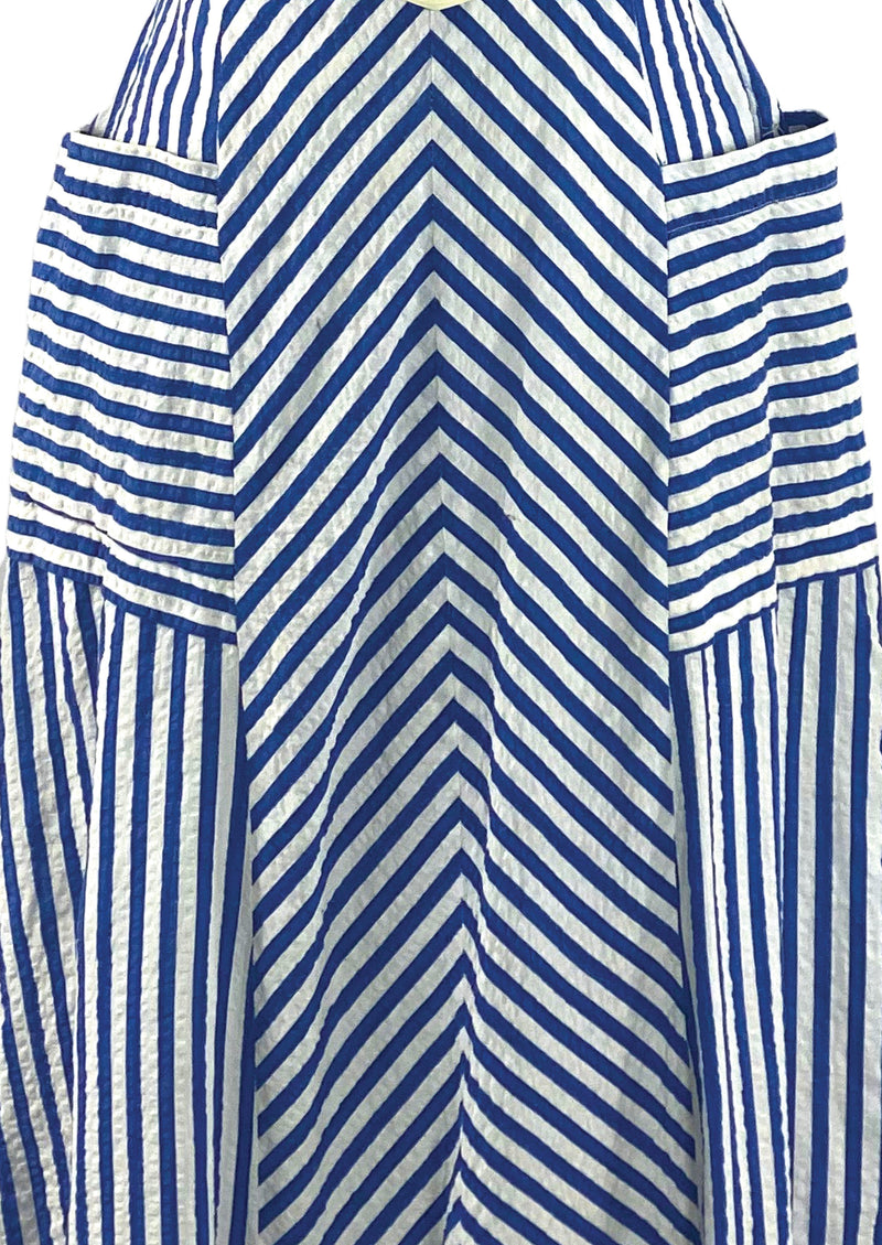 Late 1930s Early 1940s Blue and White Chevron Stripe Dress - NEW! Coutura Vintage Late 1930s Early 1940s Blue and White Chevron Stripe Dress - NEW! Coutura Vintage