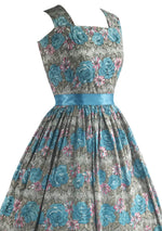1950s Roses & Daisy Print Cotton Dress & Stole Ensemble- New!