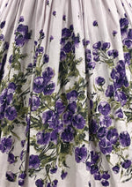 Stunning 1950s Purple Violets Border Print Dress- New!