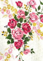 Vintage 1950s Pink Roses Bouquet Pique Dress  - New!