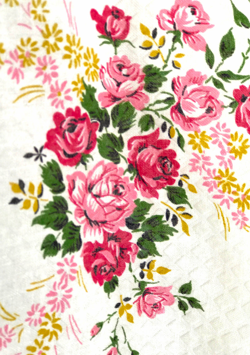 Vintage 1950s Pink Roses Bouquet Pique Dress  - New!