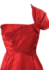 Vintage 1960s Ruby Red Silk Satin Designer Dress- New!