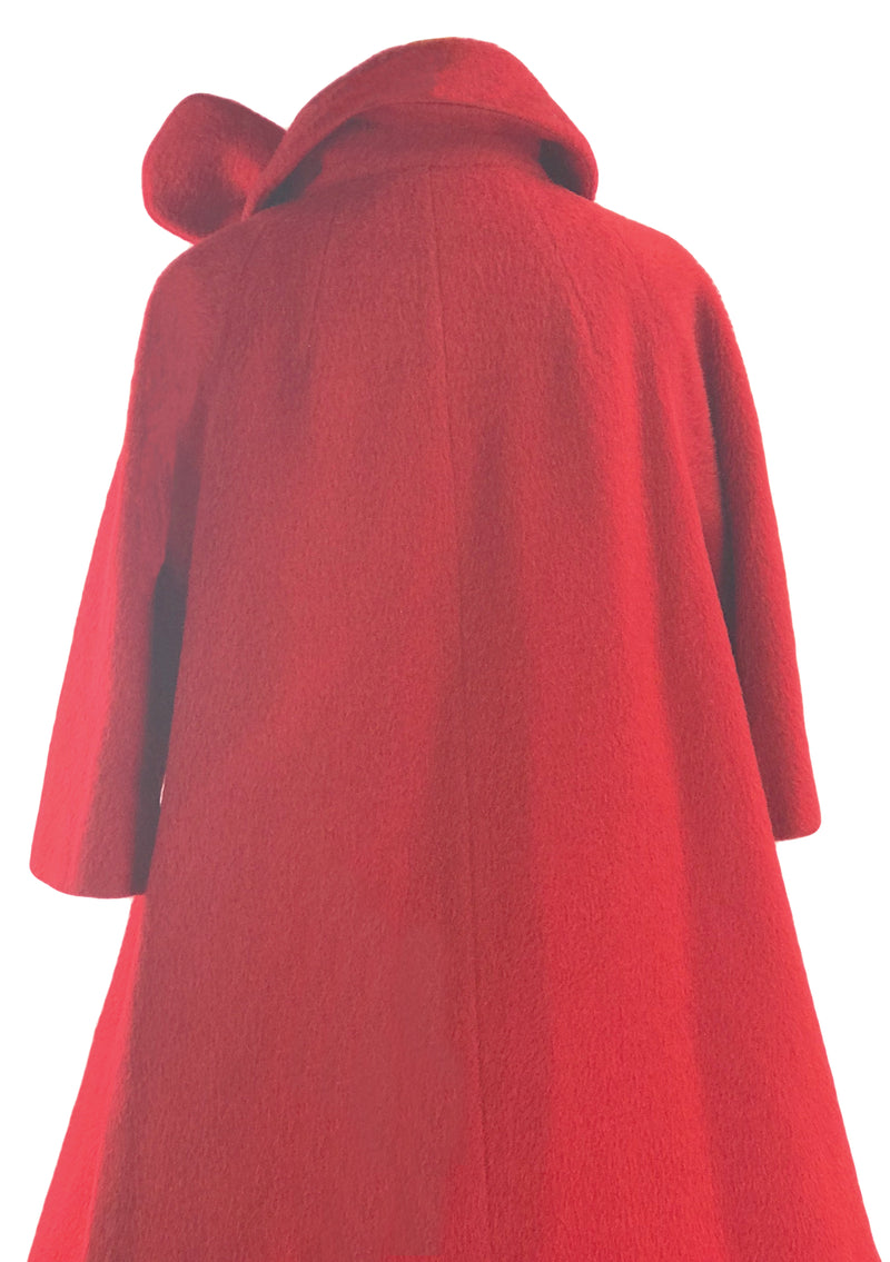 1950s Red Mohair Wool Designer Swing Coat  - New!