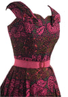 Vintage 1950s Magenta Paisley Print Cotton Dress- New!