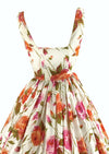 Vintage Late 1950s Pink and Peach Roses Dress- NEW!