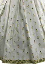 Stunning 1950s White Cotton Floral Border Print Dress- New!