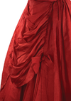 Stunning 1950s Red Organza Draped Cocktail Dress - New!